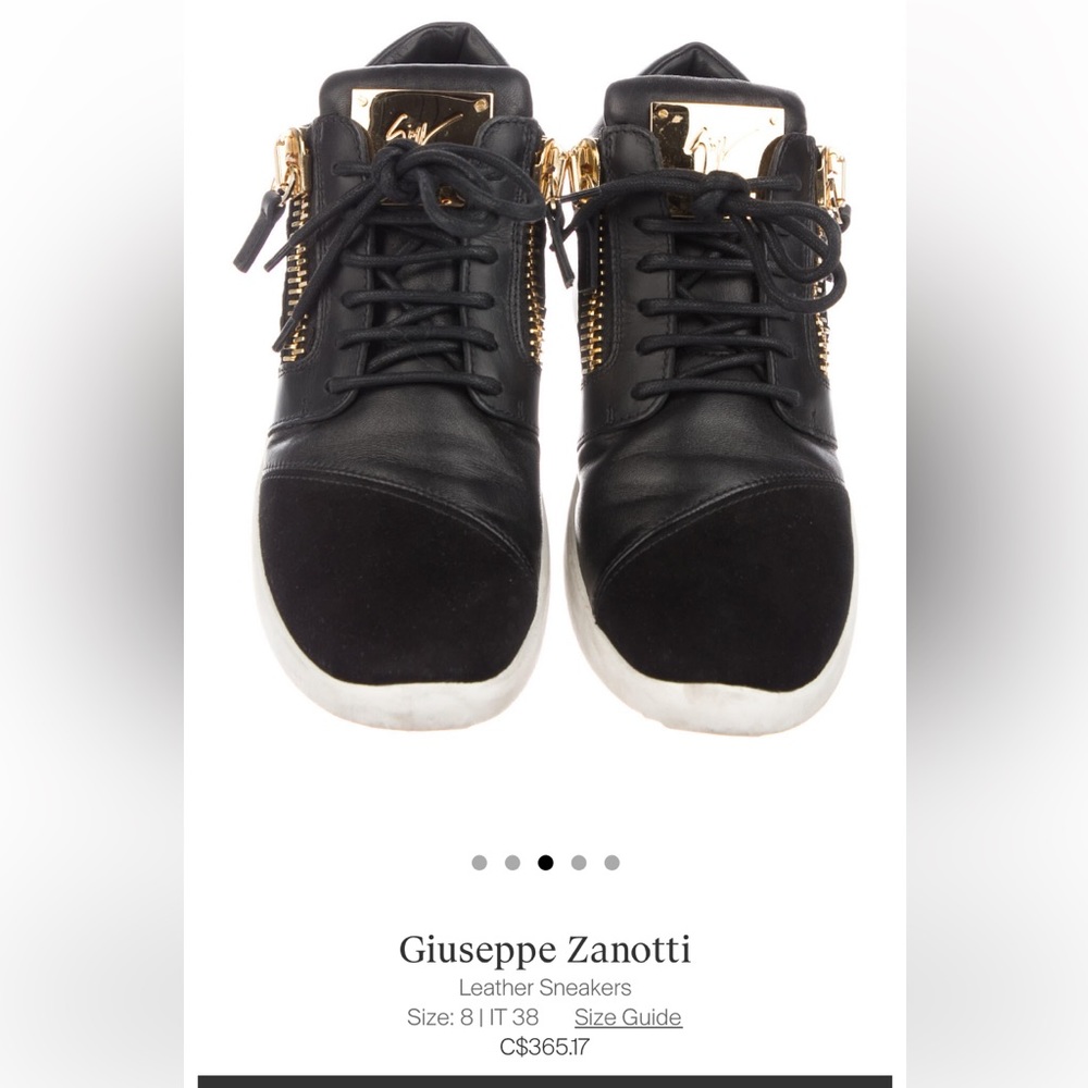 Giuseppe Zanotti Leather sneakers size 8 black/white/gold. Bought on TheRealReal